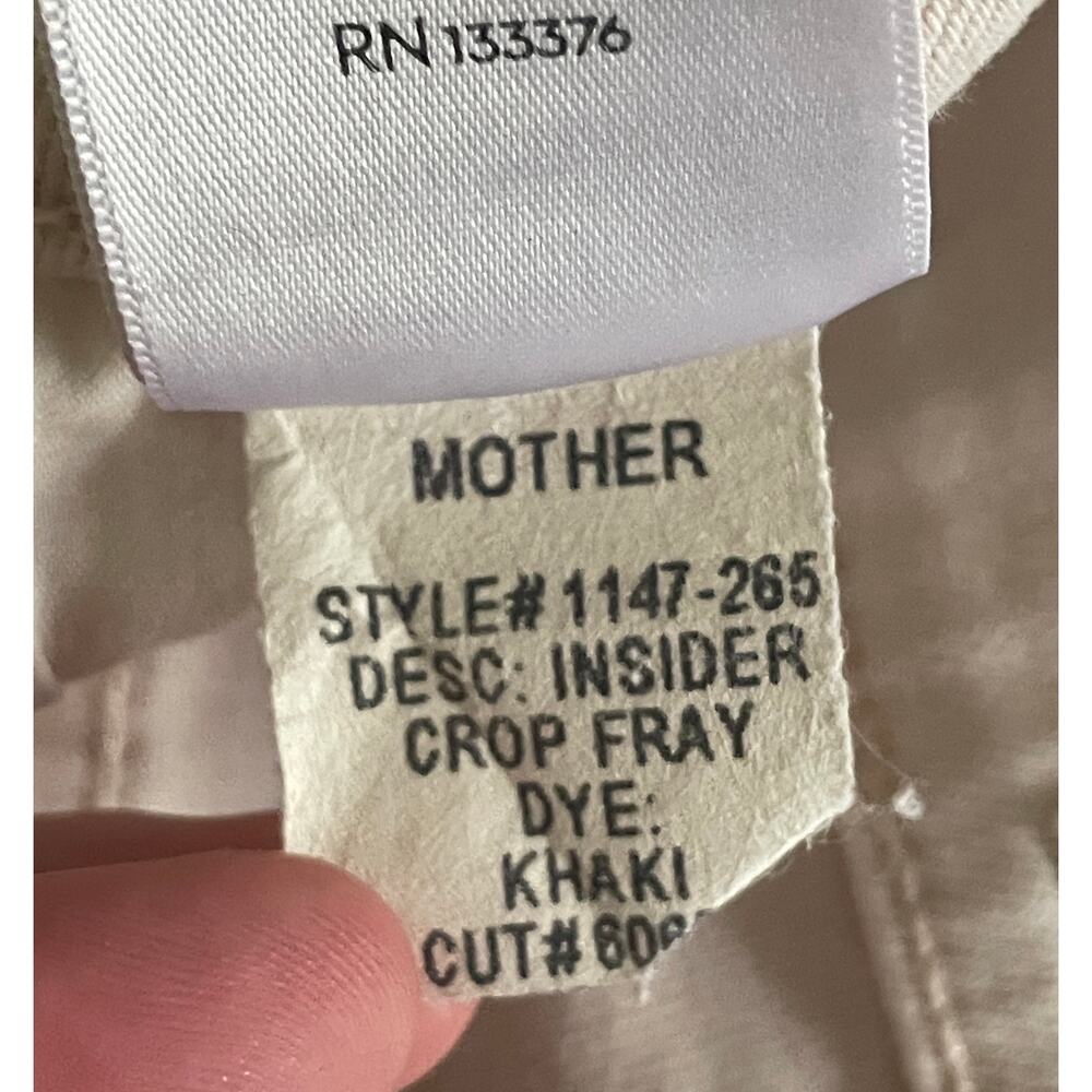 Mother The Insider Crop Fray Blow by Blow Khaki Size 28 Distressed - Picture 10 of 12